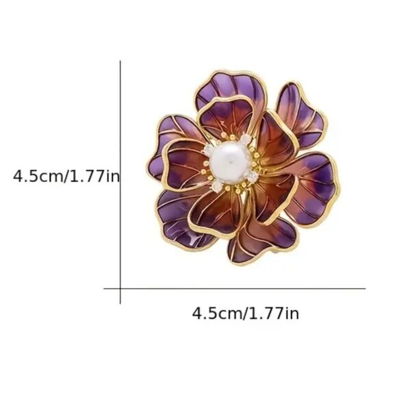 🌺 🌺 🌺Stunning Purple and Gold Floral Brooch - Picture 2 of 3
